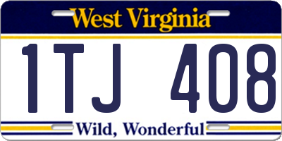 WV license plate 1TJ408