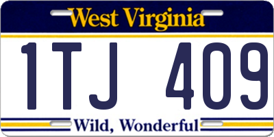 WV license plate 1TJ409