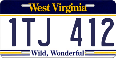 WV license plate 1TJ412
