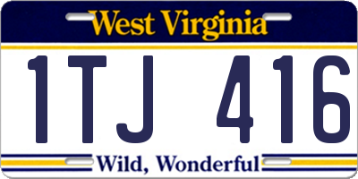 WV license plate 1TJ416