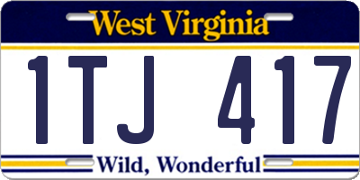 WV license plate 1TJ417
