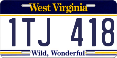 WV license plate 1TJ418