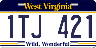 WV license plate 1TJ421