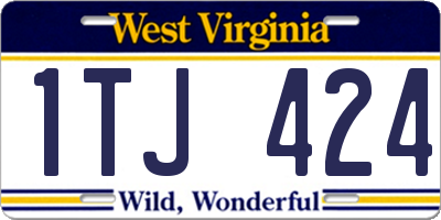 WV license plate 1TJ424