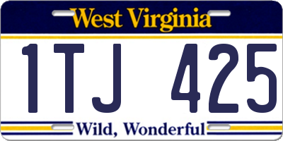 WV license plate 1TJ425