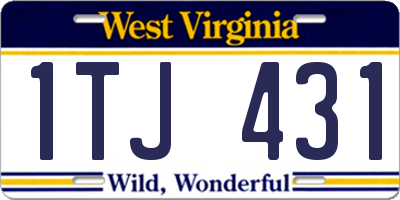 WV license plate 1TJ431