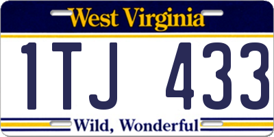 WV license plate 1TJ433