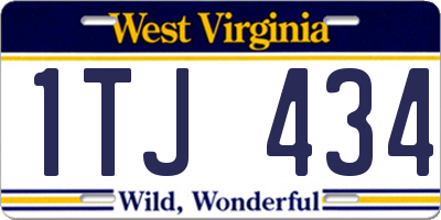 WV license plate 1TJ434