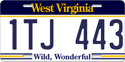 WV license plate 1TJ443