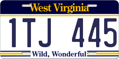WV license plate 1TJ445