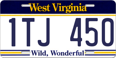 WV license plate 1TJ450
