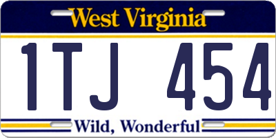 WV license plate 1TJ454