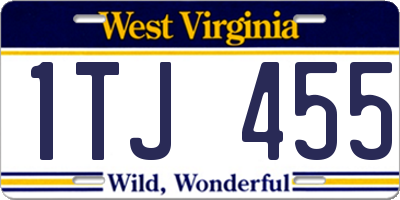 WV license plate 1TJ455