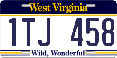 WV license plate 1TJ458