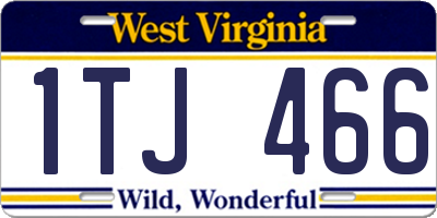 WV license plate 1TJ466