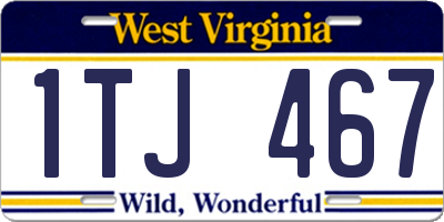 WV license plate 1TJ467