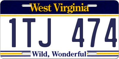 WV license plate 1TJ474