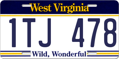 WV license plate 1TJ478
