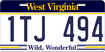 WV license plate 1TJ494