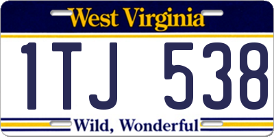 WV license plate 1TJ538