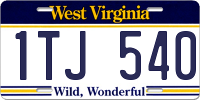 WV license plate 1TJ540