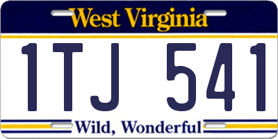 WV license plate 1TJ541
