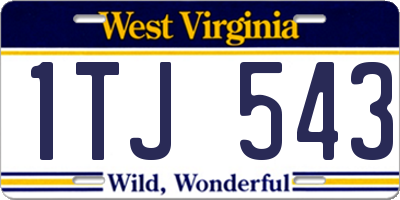WV license plate 1TJ543
