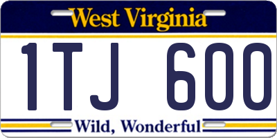 WV license plate 1TJ600
