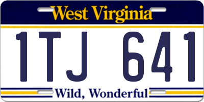 WV license plate 1TJ641