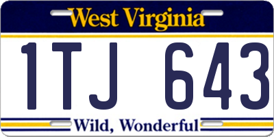 WV license plate 1TJ643