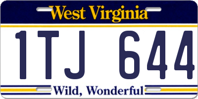 WV license plate 1TJ644