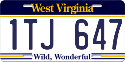 WV license plate 1TJ647
