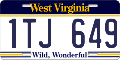 WV license plate 1TJ649