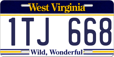 WV license plate 1TJ668