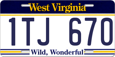 WV license plate 1TJ670