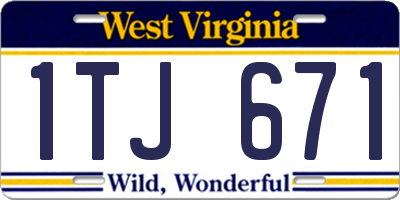 WV license plate 1TJ671