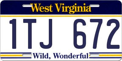 WV license plate 1TJ672