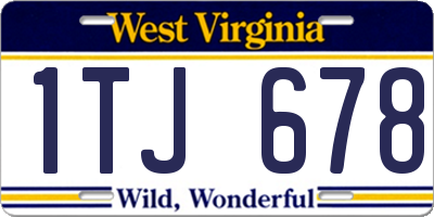 WV license plate 1TJ678
