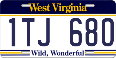 WV license plate 1TJ680