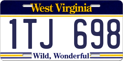 WV license plate 1TJ698