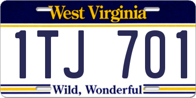 WV license plate 1TJ701
