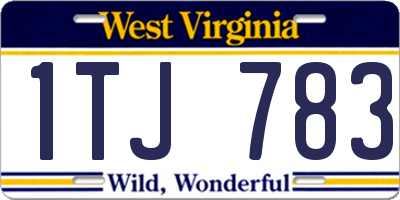 WV license plate 1TJ783