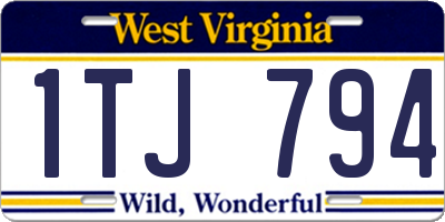 WV license plate 1TJ794