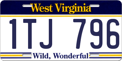 WV license plate 1TJ796