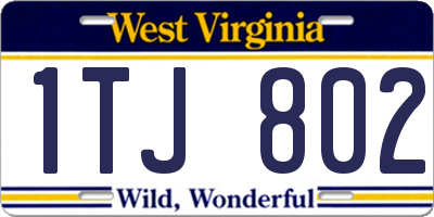 WV license plate 1TJ802