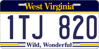 WV license plate 1TJ820