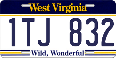 WV license plate 1TJ832