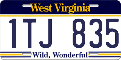 WV license plate 1TJ835