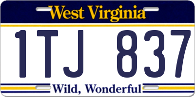 WV license plate 1TJ837