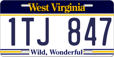 WV license plate 1TJ847